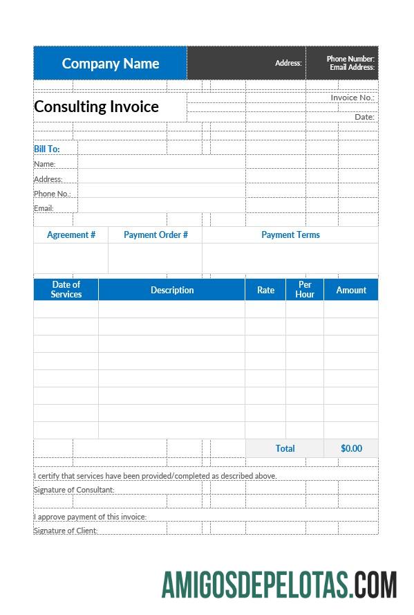 Fatura de Consultoria. amostra